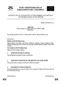 EURO-MEDITERRANEAN PARLIAMENTARY ASSEMBLY WORKING GROUP ON FINANCING OF THE ASSEMBLY AND REVISION OF THE EMPA RULES OF PROCEDURE  DMED_PV(2010)0114_1