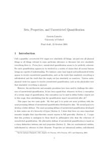 Sets, Properties, and Unrestricted Quantification Øystein Linnebo University of Oxford Final draft, 25 October