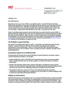 Massachusetts Institute of Technology  L. Rafael Reif, President 77 Massachusetts Avenue, Building[removed]Cambridge, MA  [removed]Phone	[removed]