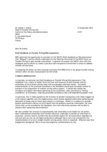 Mr Joseph L. Andrus Head of Transfer Pricing Unit Centre for Tax Policy and Administration OECD 2, rue Andre Pascal[removed]Paris