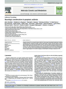 Neurologic considerations in propionic acidemia