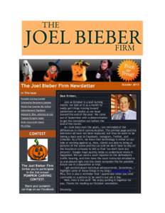 The Joel Bieber Firm Newsletter In This Issue OctoberDear Kristen,
