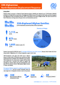 IOM Afghanistan North Waziristan Displacement Response IOM • OIM  24 July 2014