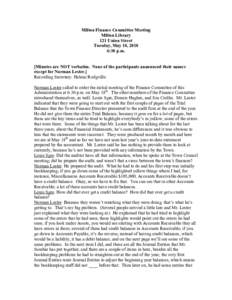 Milton Finance Committee Meeting Milton Library 121 Union Street Tuesday, May 18, 2010 6:30 p.m.