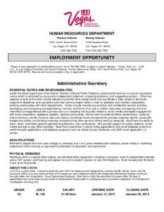 HUMAN RESOURCES DEPARTMENT Physical Address 3107 Joe W. Brown Drive Las Vegas, NV[removed]7545