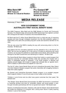 NSW Government signs Australia’s first Social Benefit Bond