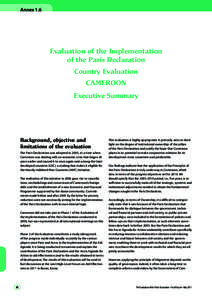 Annex 1.6  Evaluation of the Implementation of the Paris Declaration Country Evaluation CAMEROON