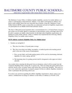 Microsoft Word - Middle School Athletic Eligibility Policy