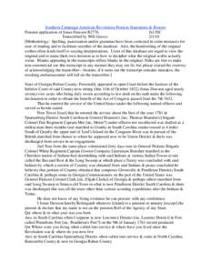 Southern Campaign American Revolution Pension Statements & Rosters Pension application of Jonas Dawson R2776 fn13SC Transcribed by Will Graves[removed]Methodology: Spelling, punctuation and/or grammar have been corrected