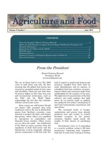 Agriculture and Food  The E-Newsletter of the ISA Research Committee on Agriculture and Food (RC40) Volume 5 Number 1 ………………………………………………………...…………..…………June 2011