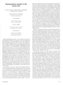 Phytoplankton studies in the Scotia Sea CYNTHIA A. PADEN, CHRIS D. HEwEs, AMW NE0RI, and OSMUND HOLM-HANSEN  Scripps Institution of Oceanography