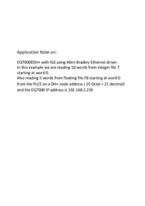 Microsoft Word - Application Note on EQ7000EDH+ with IGS version using Allen Bradley Ethernet driver.docx