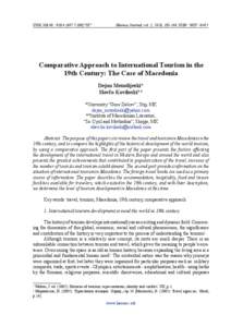 UDK[removed] : [removed]:100)”18”	  Haemus Journal, vol. 2, 2013, [removed], ISSN: [removed]Comparative Approach to International Tourism in the