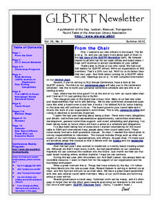 GLBTRT Newsletter, Vol. 25, No. 2, Summer 2013