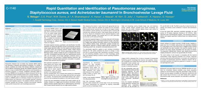 CRapid Quantitation and Identification of Pseudomonas aeruginosa, Staphylococcus aureus, and Acinetobacter baumannii In Bronchoalveolar Lavage Fluid  Steve Metzger