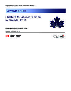 Shelters for abused women in Canada, 2010