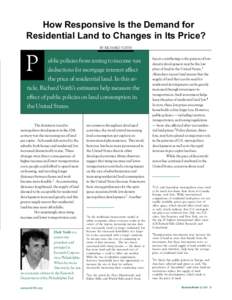 How Responsive Is the Demand for Residential Land to Changes in Its Price? BY RICHARD VOITH P