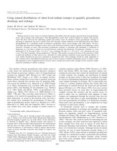 KREST, JAMES M., AND JUDSON W. HARVEY Using natural distributions of short-lived radium isotopes to quantify groundwater discharge and recharge, pp 290–298