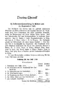 Vereins (Lhronik ^) Jahresversammlung in Eschen am ^ . September ^921l. Der Vorsitzende des Vereins hieß die zahlreich! erschienenen Mitglieder und Gäste willkommen und begrüßte besonders Se. Durchlaucht Prinz Üiarl