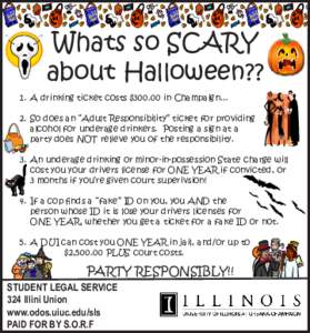 Whats so SCARY about Halloween?? 1.	 A drinking ticket costs $in Champaign...