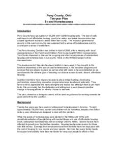 Perry County, Ohio Ten-year Plan To end Homelessness ************************************************************ Introduction