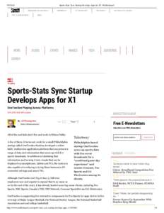 Sports-Stats Sync Startup Develops Apps for X1 | Multichannel BR O A D CA ST I NG A ND CA BL E  NYC T E L E VI SI O N W E E K