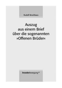 Rudolf Brockhaus: Auszug aus einem Brief über die sogenannten Offenen Brüder