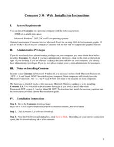 Consume 3_0_ Web_Installation Instructions I. System Requirements  You can install Consume on a personal computer with the following system: