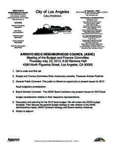 ARROYO SECO NEIGHBORHOOD COUNCIL   	
  