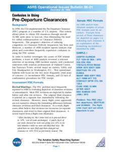 ASRS Operational Issues Bulletin[removed]December 20, 1996 Confusion in Using  Pre-Departure Clearances