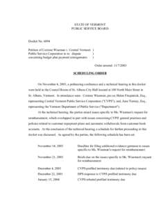 STATE OF VERMONT PUBLIC SERVICE BOARD Docket No[removed]Petition of Corinne Wiseman v. Central Vermont ) Public Service Corporation in re: dispute