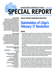 United States Institute of Peace  www.usip.org SPECIAL REPORT 2301 Constitution Ave., NW • Washington, DC 20037 • [removed] • fax[removed]