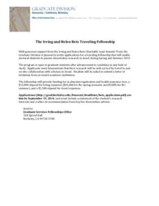 PDF: The Irving and Helen Betz Traveling Fellowship