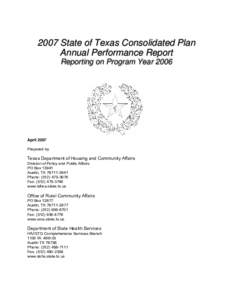 2007 Consolidated Plan Annual Performance Report