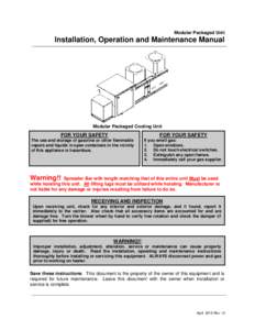 Modular Packaged Unit  Installation, Operation and Maintenance Manual Modular Packaged Cooling Unit