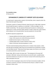 Expansion of London City Airport gets go ahead