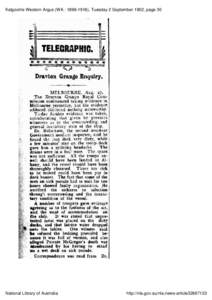 Kalgoorlie Western Argus (WA : [removed]), Tuesday 2 September 1902, page 30  TELEGRAPHICM Dravton