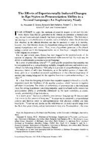 The Effects of Experimentally Induced Changes in Ego States on Pronunciation Ability in a Second Language: An Exploratory Study By Alexander 2. Guiora, Benjamin Beit-Hallahmi,  Robert C. L. Brannon,