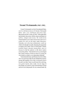 18  RAMAKRISHNA MOVEMENT Swami Vivekananda[removed]Swami Vivekananda was born Narendranath Datta,