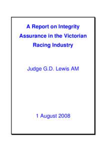 Judge Lewis report on integrity assurance in the Victorian Racing Industry - PDF - 278KB