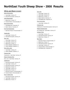 NorthEast Youth Sheep Show[removed]Results White and Black Lincoln Ewe Lamb  Senior Showmanship