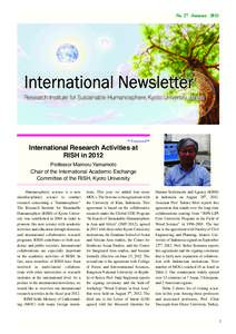 No. 27 January 2013  = Foreword = International Research Activities at RISH in 2012