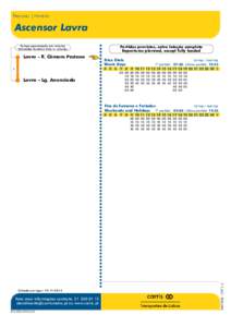 Percurso | Horário  Ascensor Lavra Tempo aproximado em minutos Estimated duration time in minutes