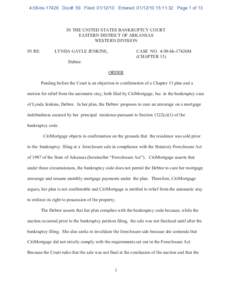 4:08-bk[removed]Doc#: 59 Filed: [removed]Entered: [removed]:11:32 Page 1 of 13  IN THE UNITED STATES BANKRUPTCY COURT EASTERN DISTRICT OF ARKANSAS WESTERN DIVISION IN RE: