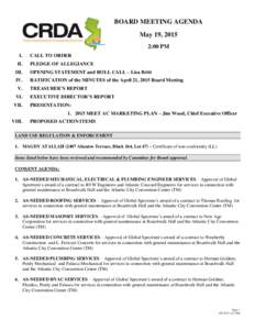 BOARD MEETING AGENDA May 19, 2015 2:00 PM I. II.