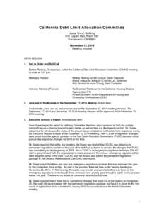 California Debt Limit Allocation Committee Jesse Unruh Building 915 Capitol Mall, Room 587  Sacramento, CA 95814