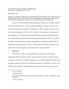 Order Approving and Declaring Effective a Plan for the Allocation of Regulatory Responsibilities Between the Financial Industry Regulatory Authority, Inc. and the Chicago Stock Exchange, Inc.