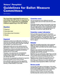 Voters’ Pamphlet  Guidelines for Ballot Measure Committees 2012 Edition