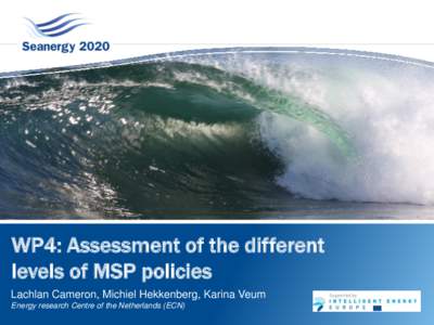 WP4: Assessment of the different levels of MSP policies Lachlan Cameron, Michiel Hekkenberg, Karina Veum Energy research Centre of the Netherlands (ECN)  Energy research Centre of the Netherlands