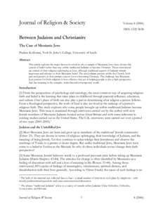 Journal of Religion & Society  Volume[removed]ISSN[removed]Between Judaism and Christianity